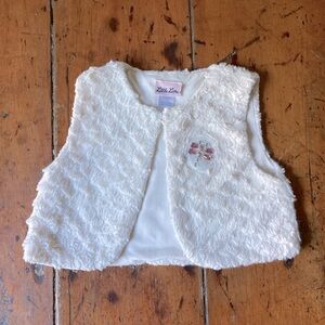 Little Lass Faux Fur Vest W/ Beaded Dragonfly Emblem Sz:6x